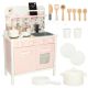 Wooden kitchen pink flowers
