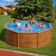 Piscina 300xh120 cm Fuori Terra Rotonda Aqualoon Effetto Legno con Scala e Depuratore