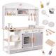 Grande Cucina Moderna Bianca Giocattolo per Bambini in Legno Accessoriata con Elettrodomestici Alta 82 cm