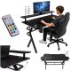 Scrivania Ergonomica da Gaming Nera con Ripiano Illuminazione a LED RGB e Supporti per Computer per Giocatori 120x60 cm