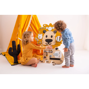 Tavola Attività Animata Montessori in Legno Forma Leone 82×62 cm Lion Edmund  