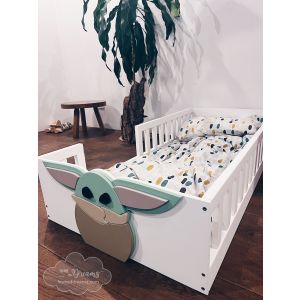 Lettino da Terra per Bambini Montessoriano con Sponde e Porta YODA  Star Wars