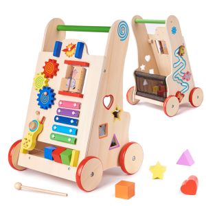 Girello Cubo Educativo Camminatore multifunzione per Bambini in Legno 6 in 1
