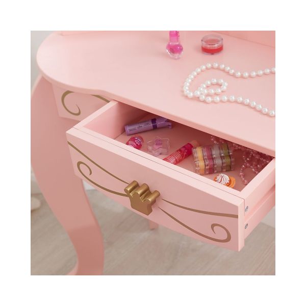 Toletta Per Bambini Con Specchio E Sgabello - Design Rosa A Pois, Teamson Kids - Foto 5